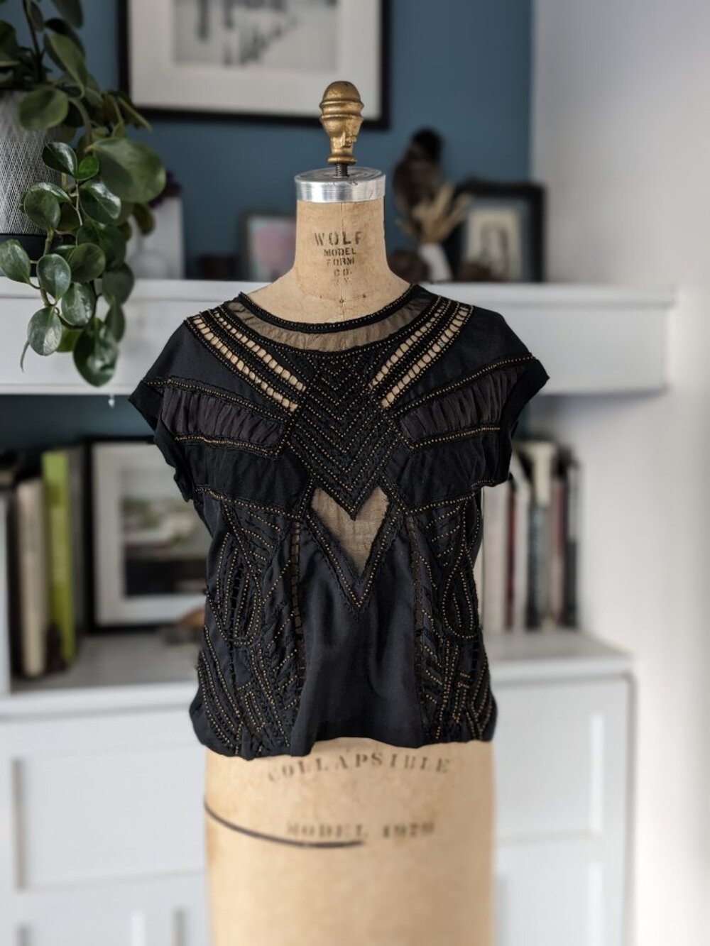 Buffalo Embellished Top with Mesh Panels and beading size small - Picture 4 of 8